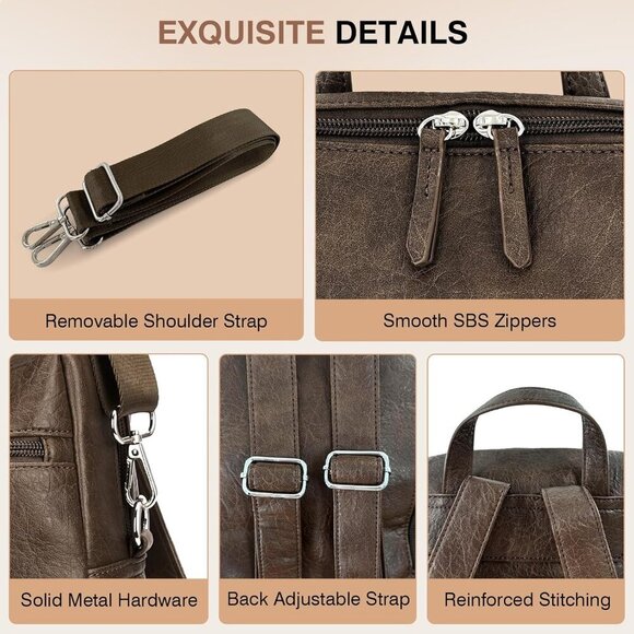 Fashionable Soft Leather Backpack for Women - Water-Resistant Daypack for Travel main image 6